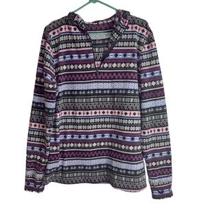Cuddl Duds Black and Purple Patterned Jacket